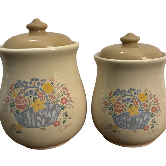 Saltera Vintage Floral Ceramic Kitchen Canisters Set - Grandmacore, Cottagecore - Picture 6 of 8